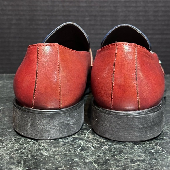 Encore Fiesso Blue / Red Genuine Leather Monk Strap Size 11 Mens Shoes Loafers - Picture 7 of 15